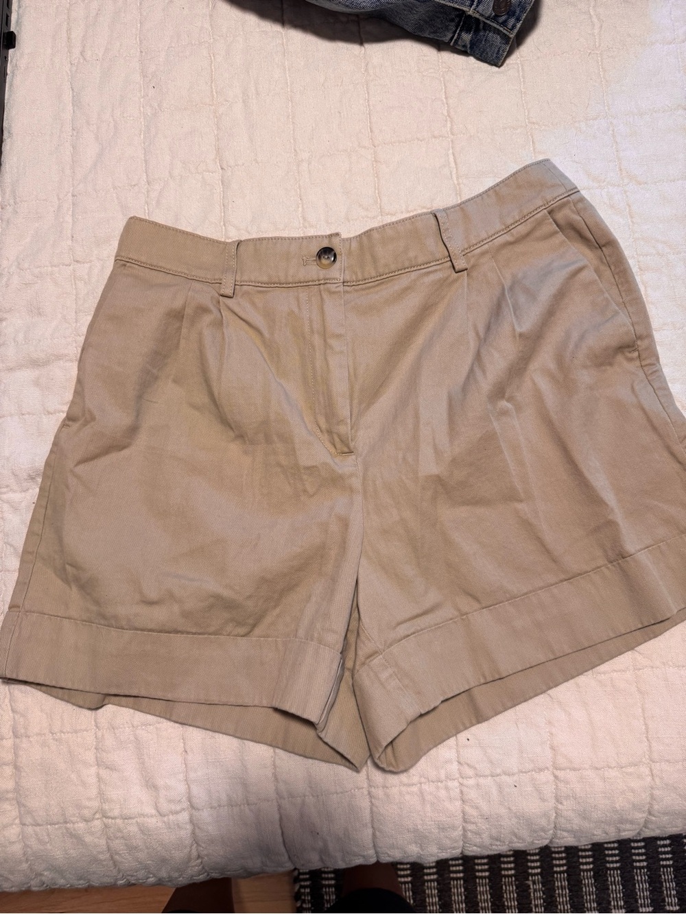 J. Crew Beige High-Rise Cotton Bermuda Shorts